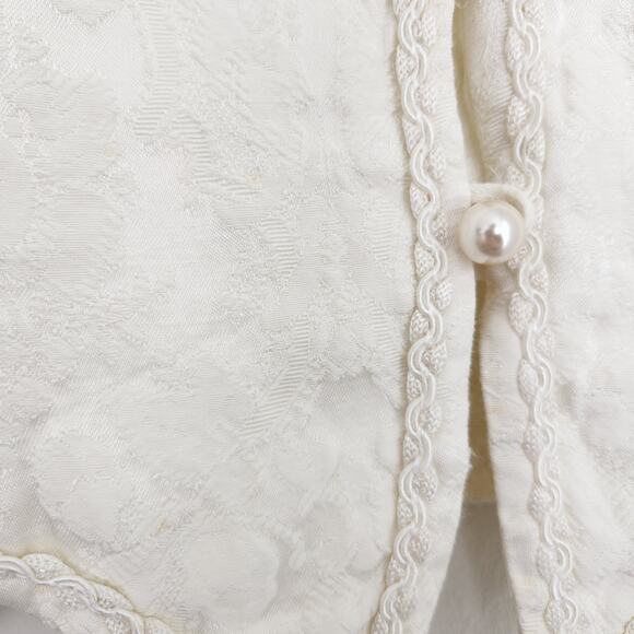 Vintage David Rose Regencycore White Brocade Button Down Blouse L - Picture 5 of 12